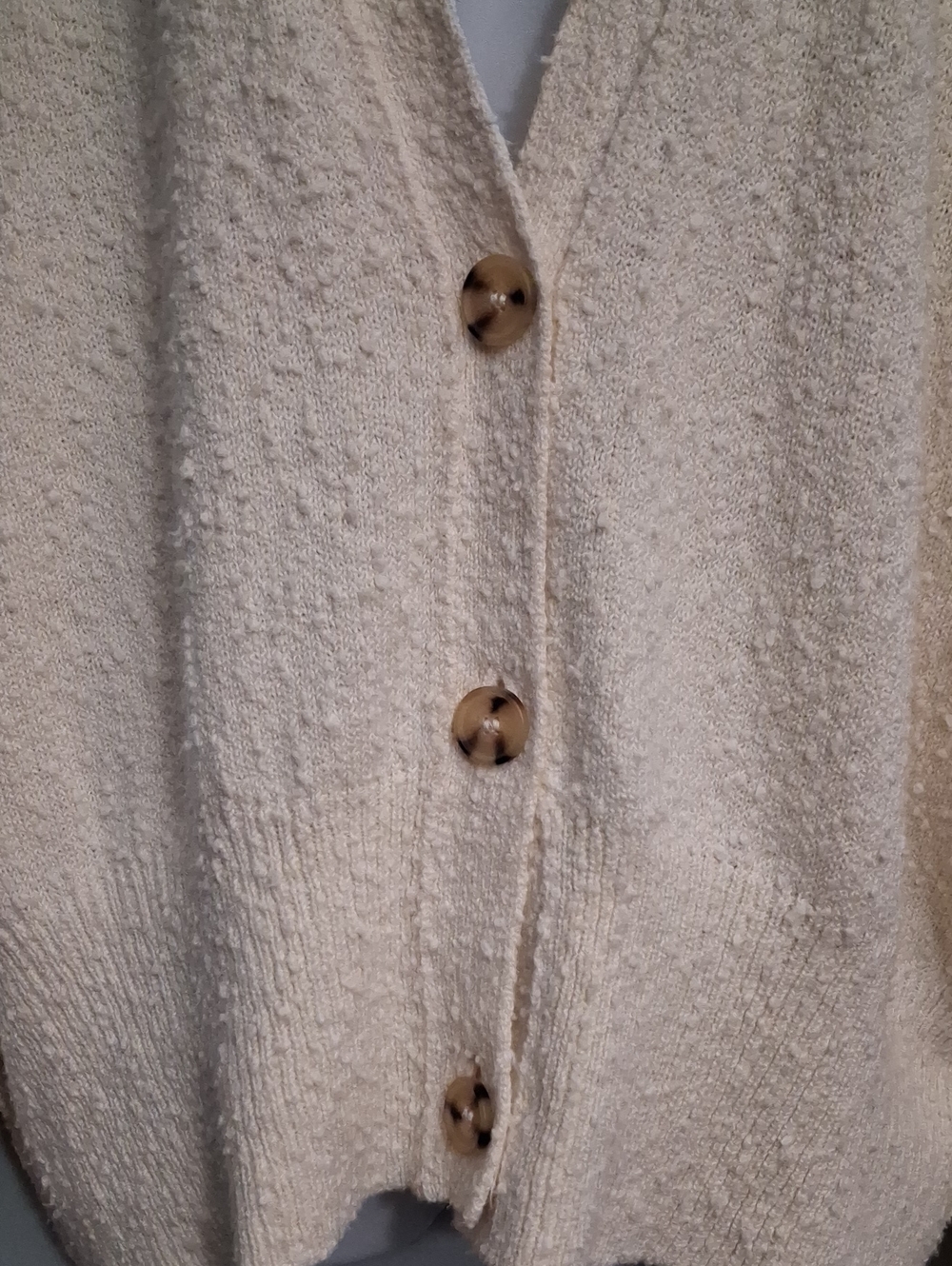 Free People Size M Women's Cream Nubby Textured Slouchy Button Crop Cardigan - Picture 7 of 17